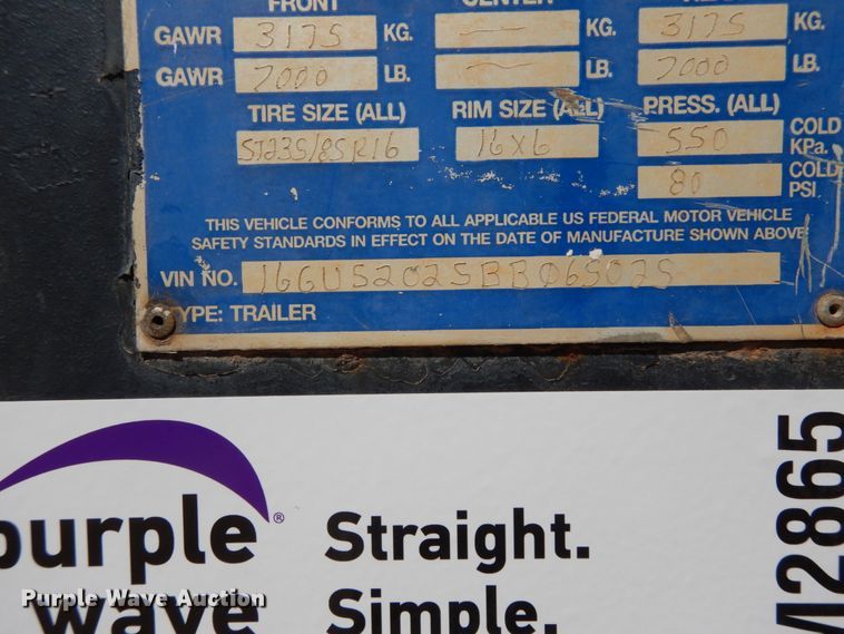 image for item DM2865 2011 Gooseneck 1120640B7B1 utility trailer with pressure washing system