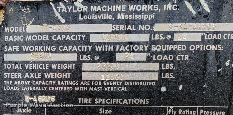 image for item FL9098 Taylor TY150S  forklift