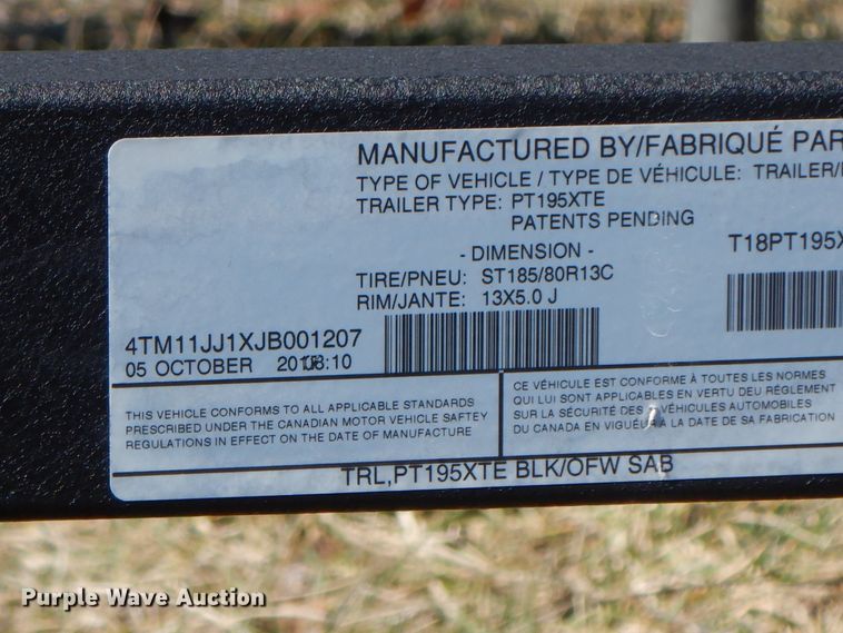 image for item GG9449 2018 Tracker PT195XTE  boat trailer