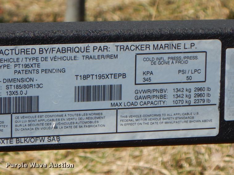image for item GG9449 2018 Tracker PT195XTE  boat trailer