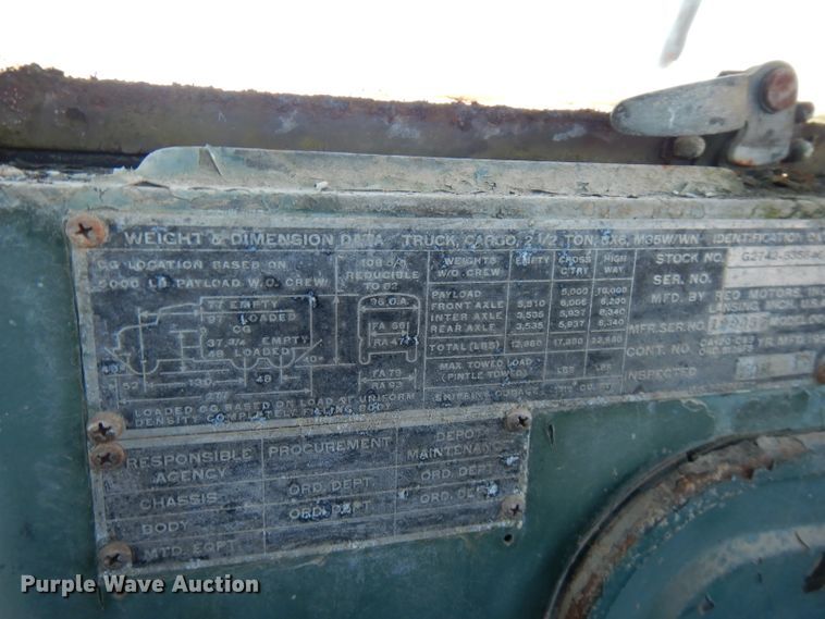 image for item GK9495 1953 Reo  truck cab and chassis