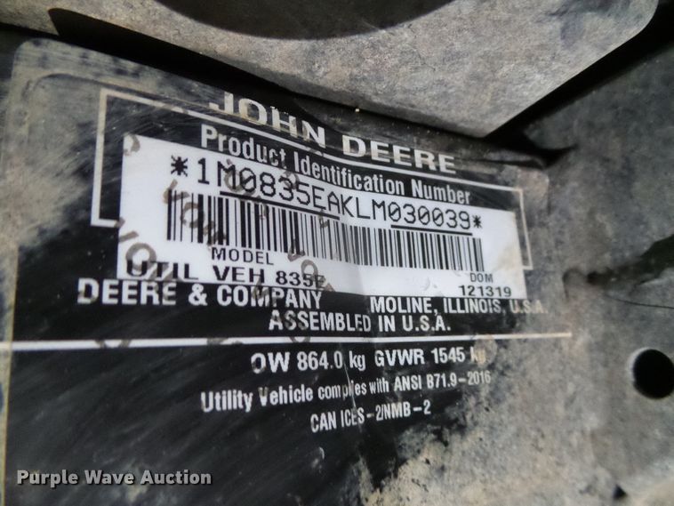 image for item GR9404 2020 John Deere XUV835E  utility vehicle