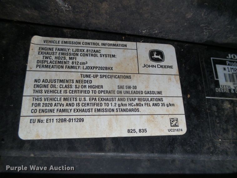 image for item GR9405 2020 John Deere XUV835E  utility vehicle