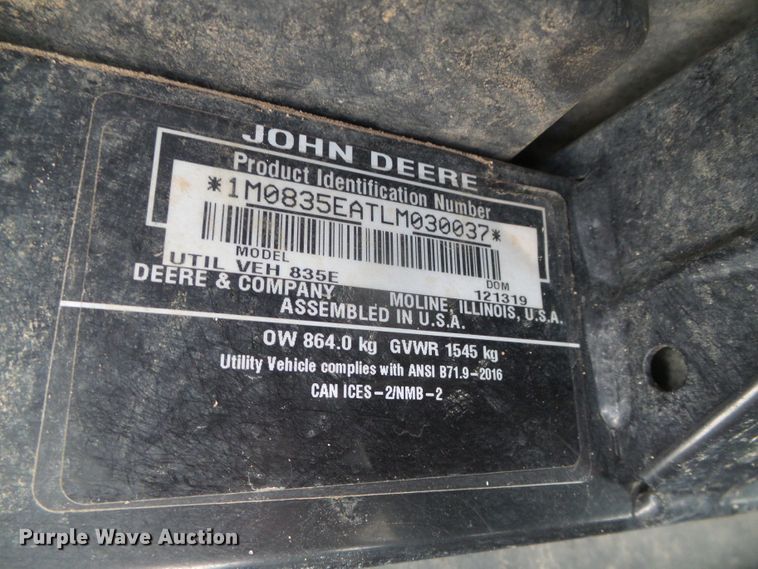 image for item GR9407 2020 John Deere XUV835E  utility vehicle