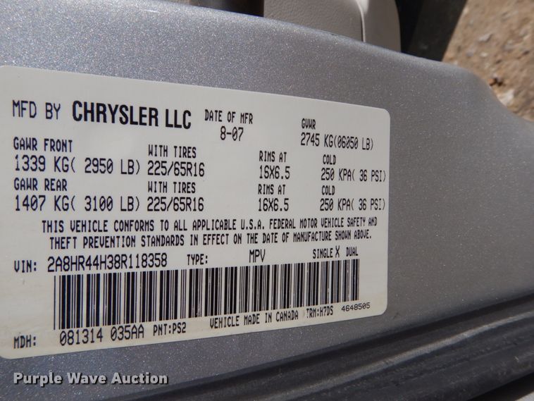 image for item GT9629 2008 Chrysler Town & Country  van