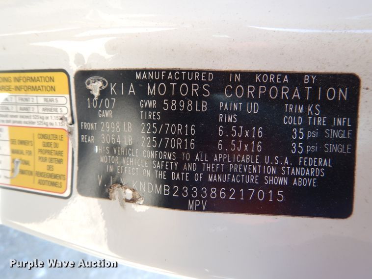 image for item GT9631 2008 Kia Sedona  van