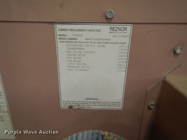 image for item HF9185 Reznor FT200 natural gas heater