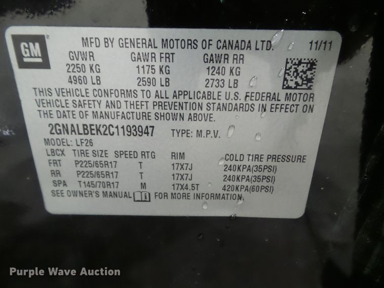 image for item HF9852 2012 Chevrolet Equinox LS  SUV