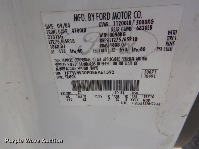 image for item IY9532 2005 Ford F350 Super Duty XL  Crew Cab pickup truck