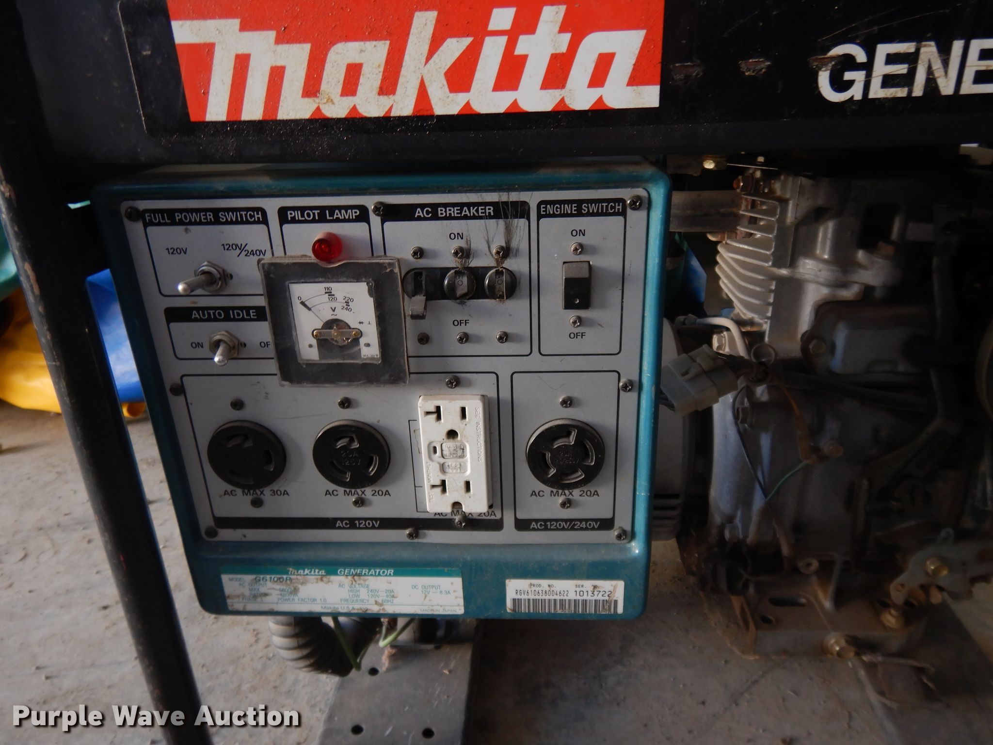 Makita G6100R generator in Paola, KS Item DL2046 sold Purple Wave