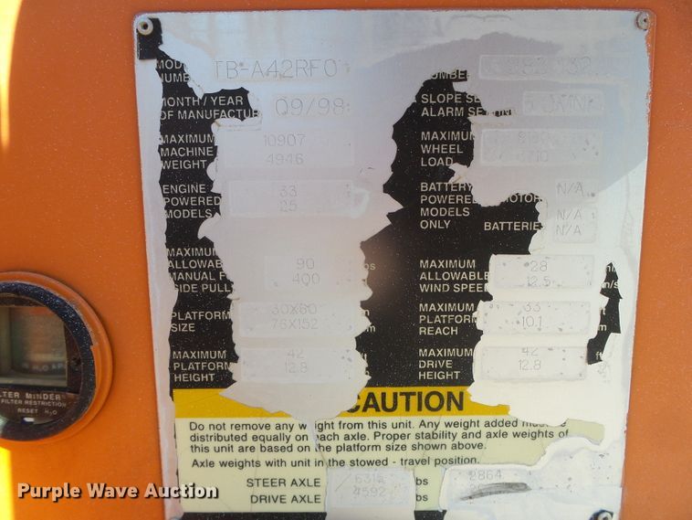 image for item DI5525 1998 Snorkel TB-A42RFO  boom lift