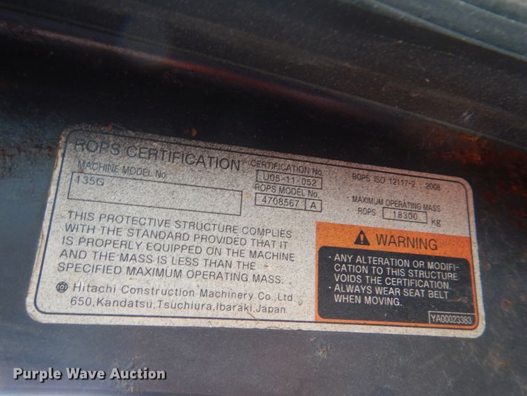 image for item DJ0400 2014 John Deere 135G  excavator