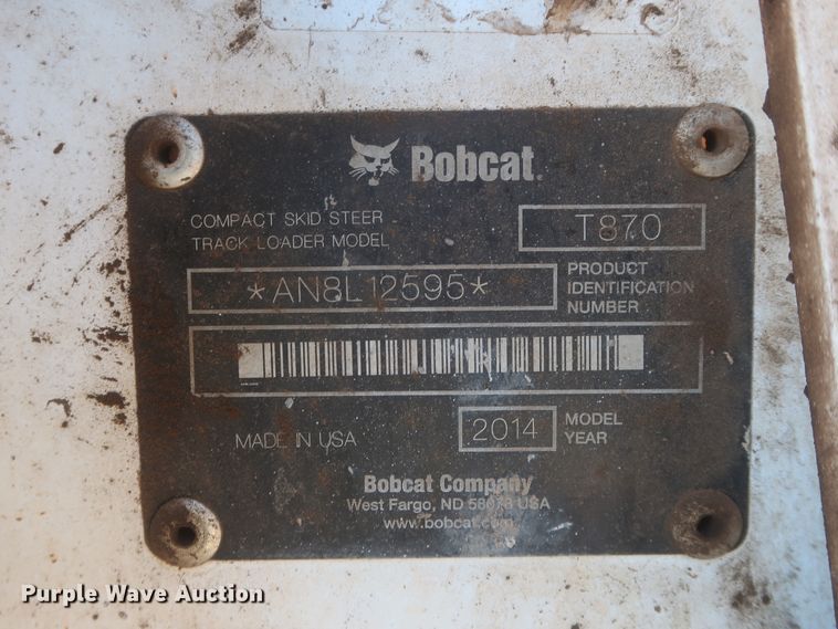 image for item DJ1881 2014 Bobcat T870  tracked skid steer loader
