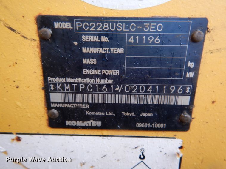 image for item DJ2961 2008 Komatsu PC228USLC-3EO  excavator