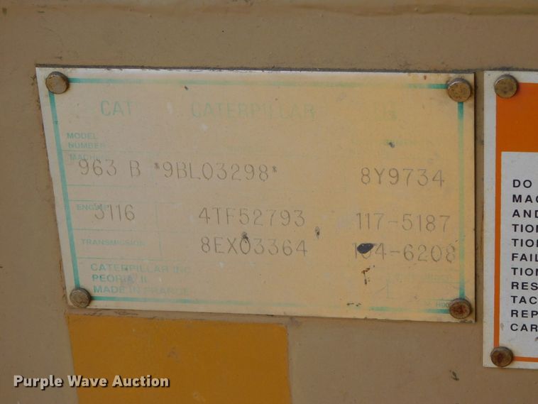 image for item DJ5965 1999 Caterpillar 963B  track loader