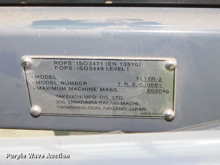 image for item DJ5978 2018 Takeuchi TL12R-2  tracked skid steer loader