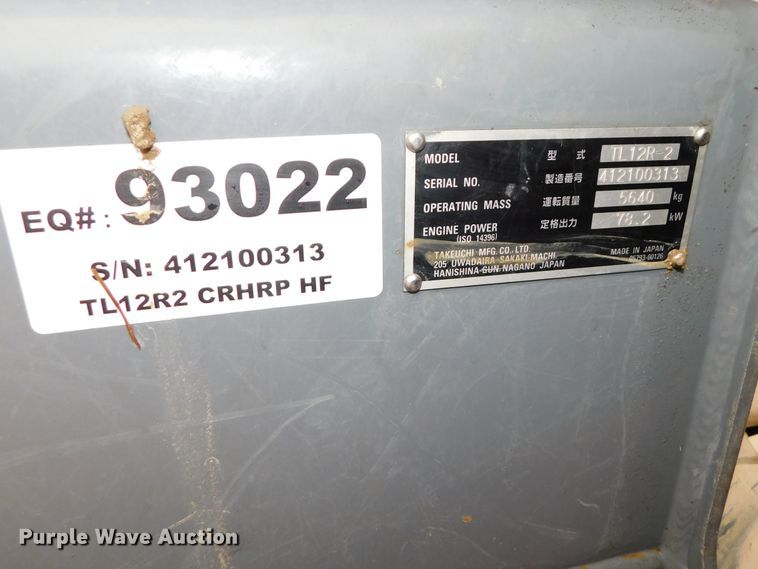 image for item DJ5978 2018 Takeuchi TL12R-2  tracked skid steer loader