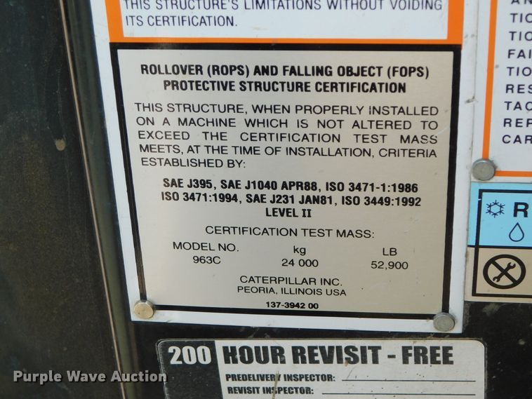image for item DJ5995 2002 Caterpillar 963C LGP  track loader