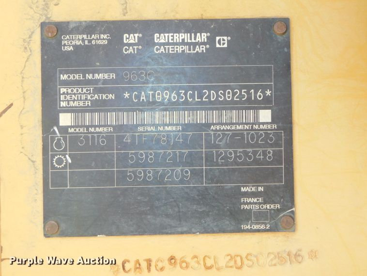 image for item DJ5995 2002 Caterpillar 963C LGP  track loader