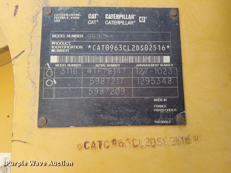 image for item DJ5995 2002 Caterpillar 963C LGP  track loader