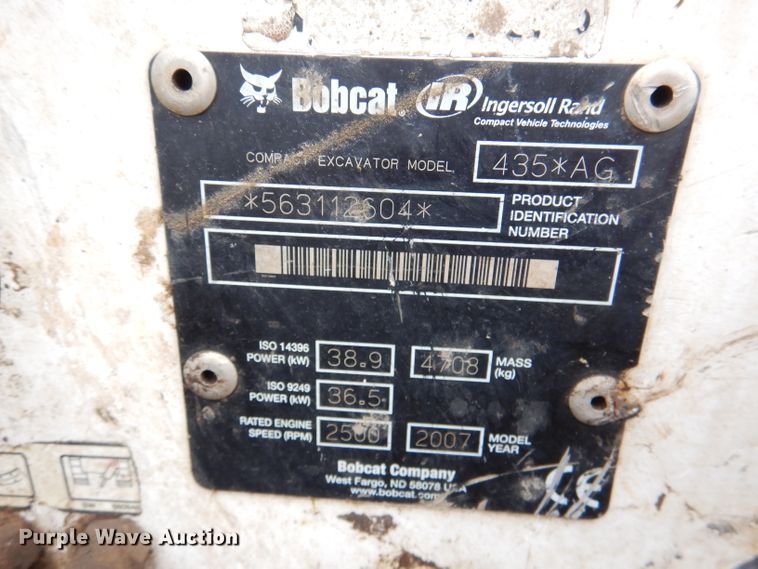 image for item DL4890 2007 Bobcat 435  mini excavator