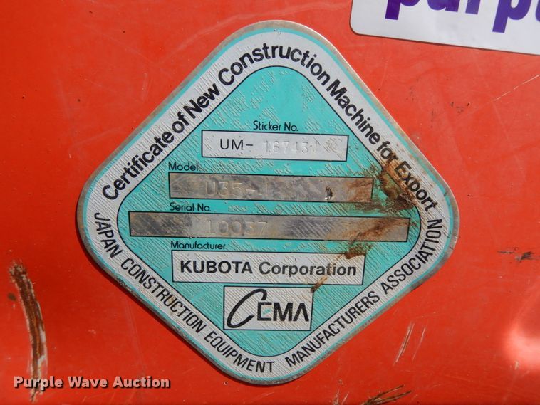 image for item DM2850 2013 Kubota U35-4  mini excavator