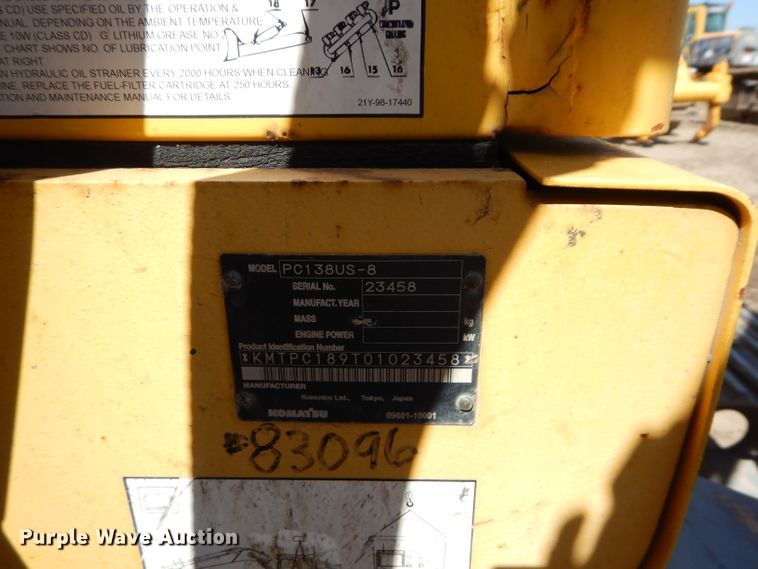 image for item DM4262 2008 Komatsu PC138US-8  mini excavator