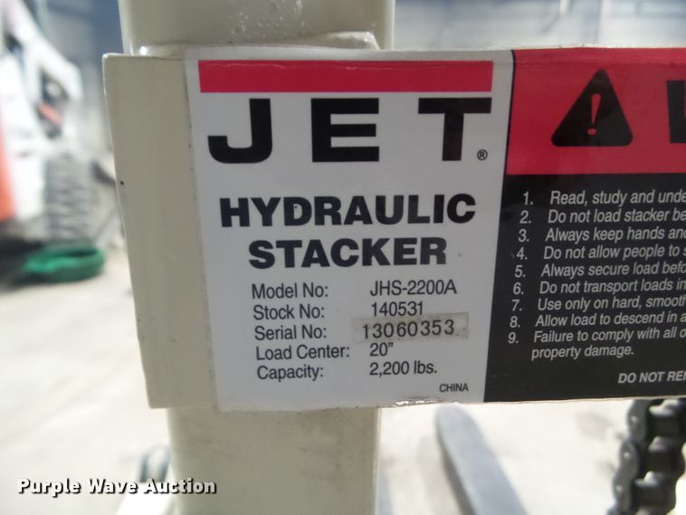 image for item HF9843 Jet JHS-2200A  hydraulic stacker