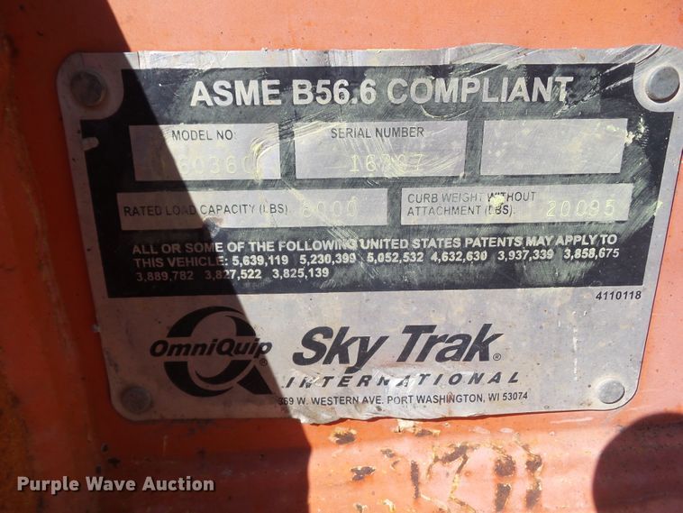 image for item HF9846 2002 Sky Trak 6036  telehandler