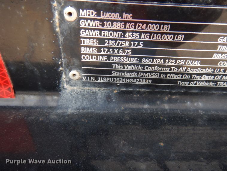 image for item HR9033 2017 Lucon equipment trailer