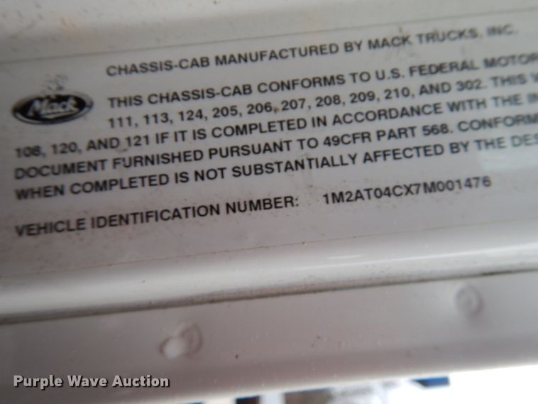 image for item HR9045 2007 Mack GU713  dump truck