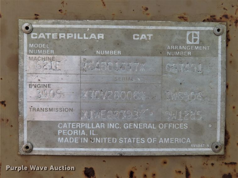 image for item HV9691 1988 Caterpillar 621E  conventional scraper