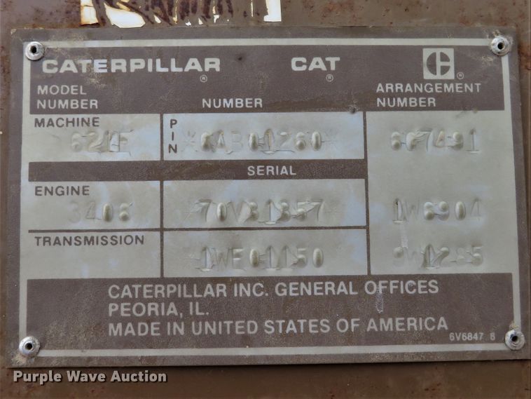 image for item HV9692 1989 Caterpillar 621E  conventional scraper