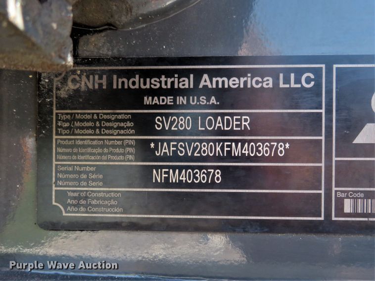 image for item HV9718 2015 Case SV280  skid steer loader