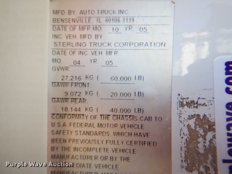 image for item HX9186 2006 Sterling L-Line  crane truck