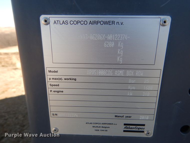 image for item IK9968 2011 Atlas Copco XRVS1000CD6  air compressor