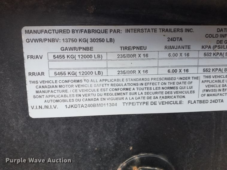 image for item IP9094 2011 Interstate equipment trailer