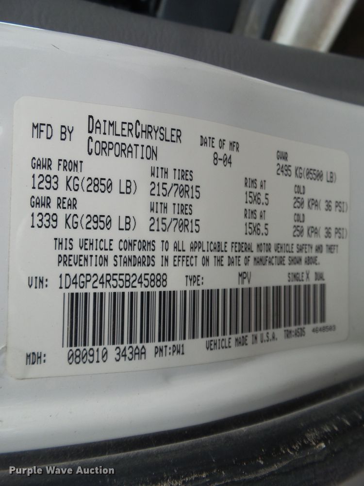 image for item DA7077 2005 Dodge Grand Caravan SE  van