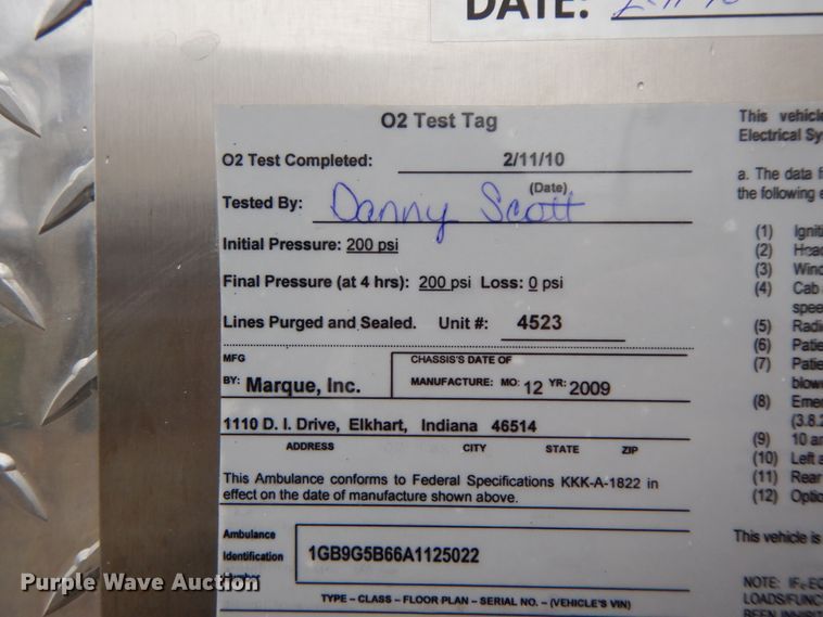 image for item DF6501 2010 Chevrolet Express 4500  ambulance