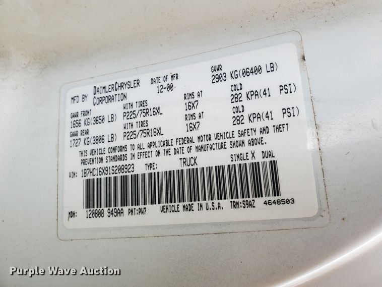 image for item DI4754 2001 Dodge Ram 1500  pickup truck