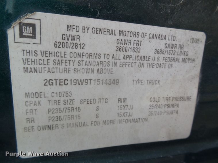 image for item DI5538 1996 GMC 1500 SL  Ext. Cab pickup truck