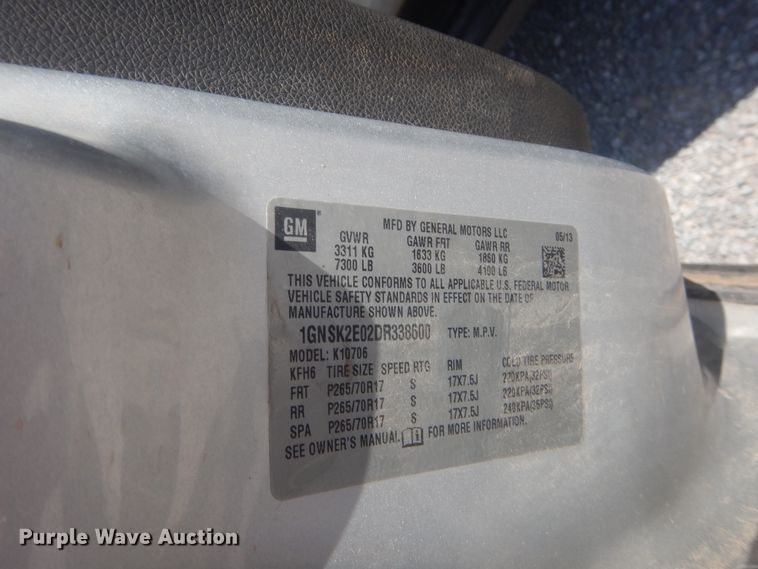 image for item DJ2225 2013 Chevrolet Tahoe Police  SUV