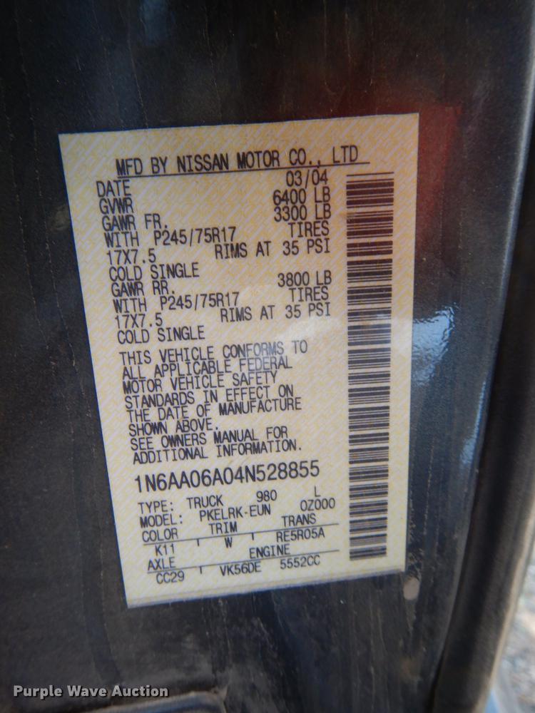 image for item DJ2846 2004 Nissan Titan  King Cab pickup truck