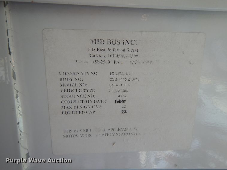 image for item DJ2968 2007 Chevrolet G3500  school bus