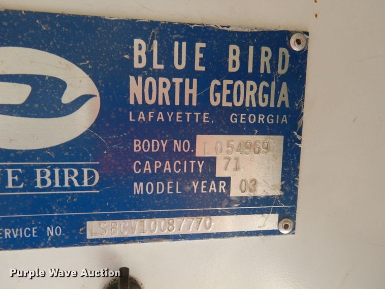 image for item DJ2971 2003 International 3800  school bus