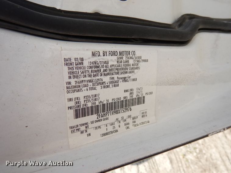 image for item DJ2981 2008 Ford Crown Victoria Police Interceptor