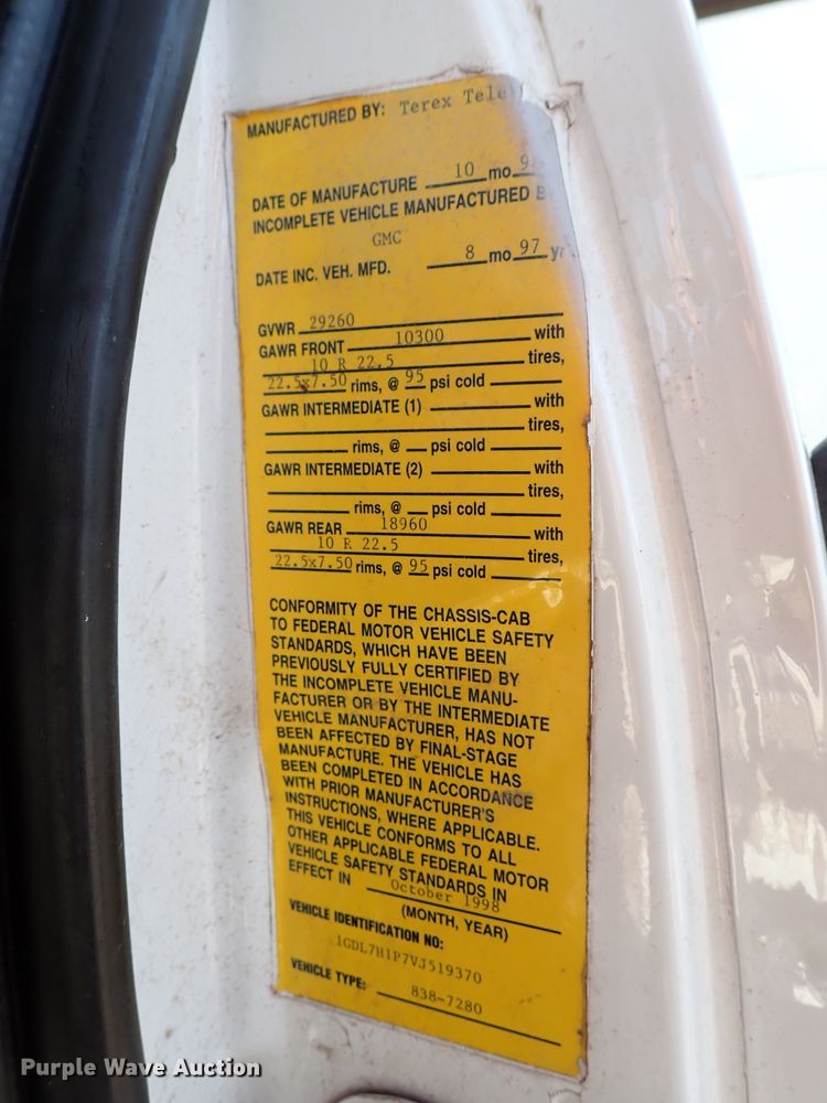 image for item DK4661 1997 GMC C7500  forestry bucket truck