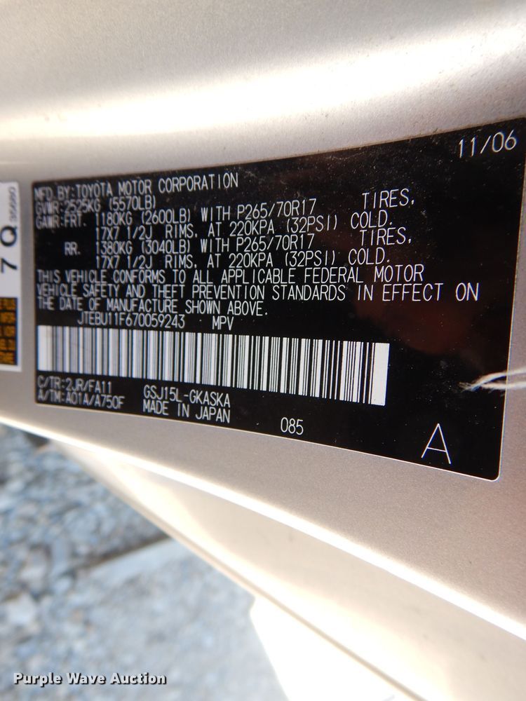 image for item DL4945 2007 Toyota FJ Cruiser  SUV