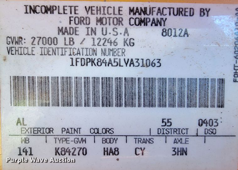 image for item FL9102 1990 Ford F800  dump truck