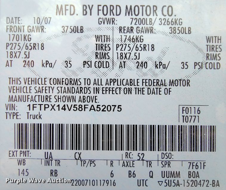 image for item FL9132 2008 Ford F150  SuperCab pickup truck